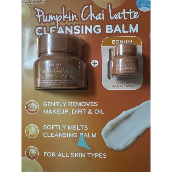 purlisse Other - pūrlisse Pumpkin Chai Latte Cleansing Balm 3.4 Oz + Bonus Travel Size 0.4 Oz Jar